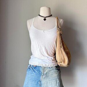 Ultra soft White bamboo tank top with lace details by cuddl duds